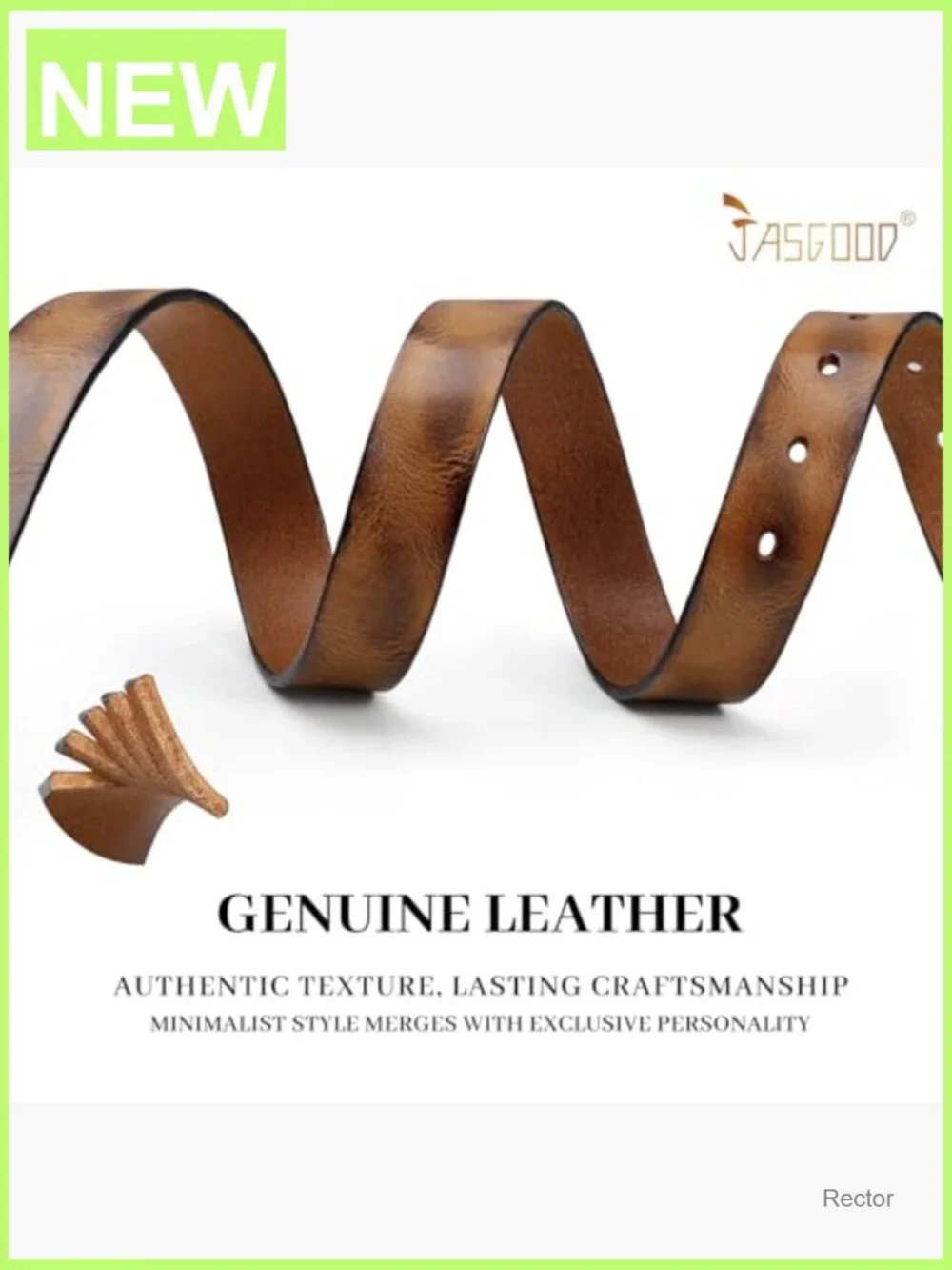 Genuine Leather Belt with Vintage Metal Buckle Full Grain Cowhide